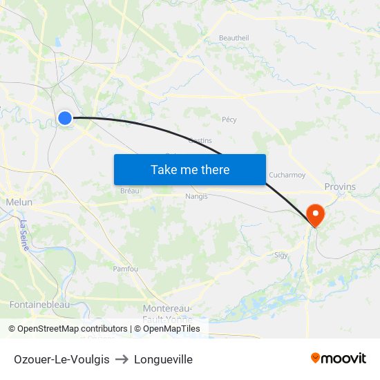 Ozouer-Le-Voulgis to Longueville map