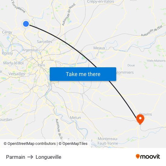Parmain to Longueville map