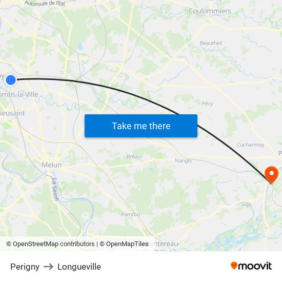 Perigny to Longueville map