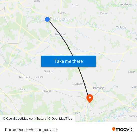 Pommeuse to Longueville map