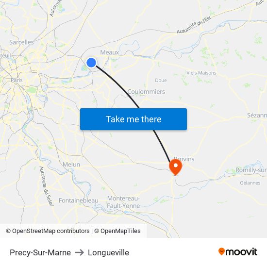 Precy-Sur-Marne to Longueville map