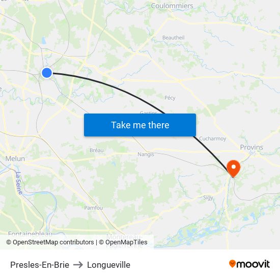 Presles-En-Brie to Longueville map