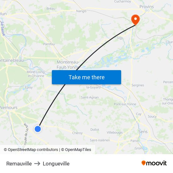 Remauville to Longueville map