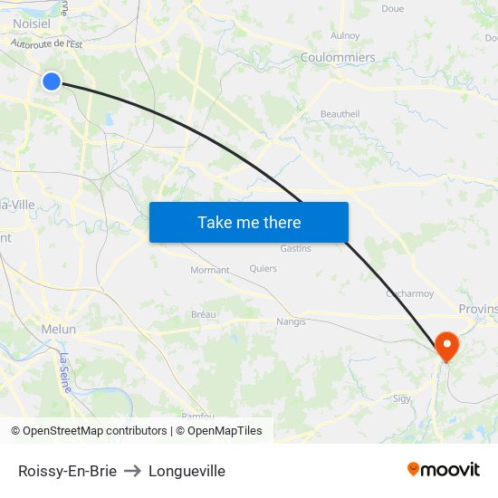 Roissy-En-Brie to Longueville map