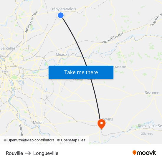 Rouville to Longueville map