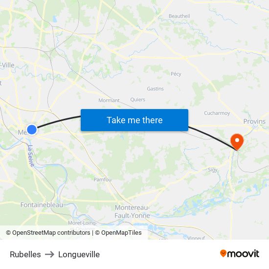 Rubelles to Longueville map