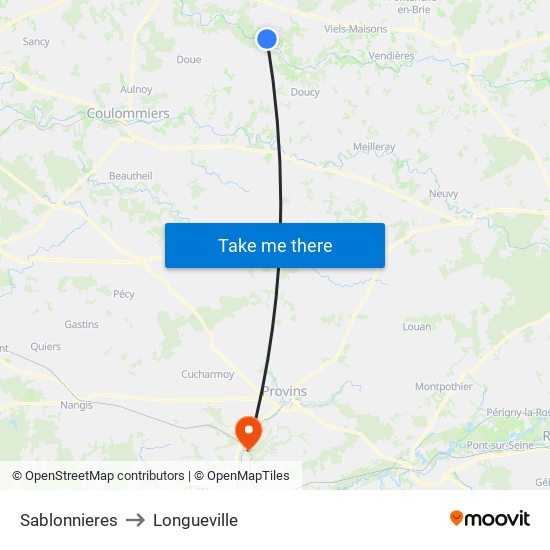 Sablonnieres to Longueville map