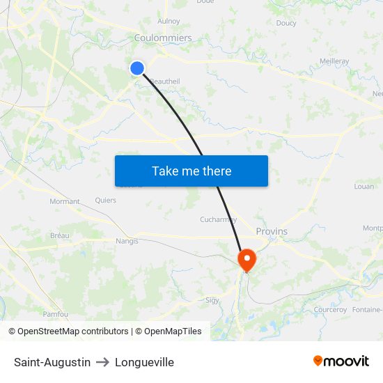 Saint-Augustin to Longueville map