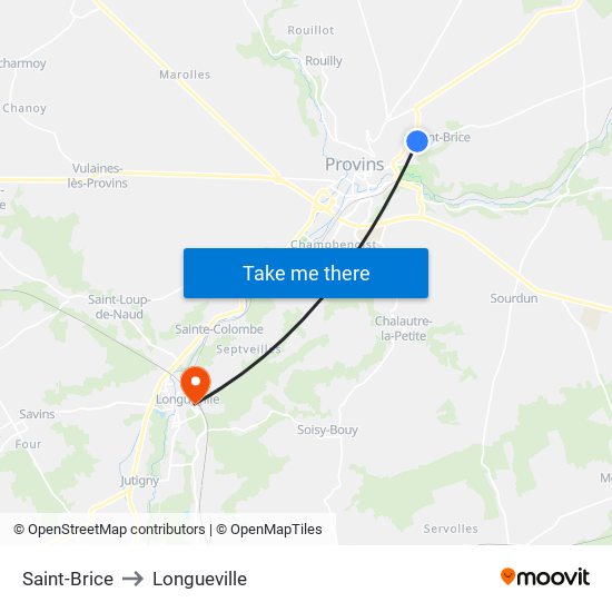 Saint-Brice to Longueville map