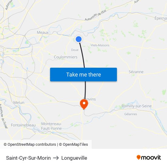 Saint-Cyr-Sur-Morin to Longueville map