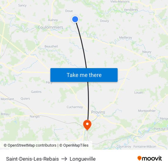 Saint-Denis-Les-Rebais to Longueville map