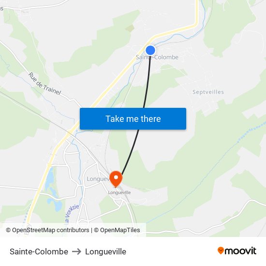Sainte-Colombe to Longueville map