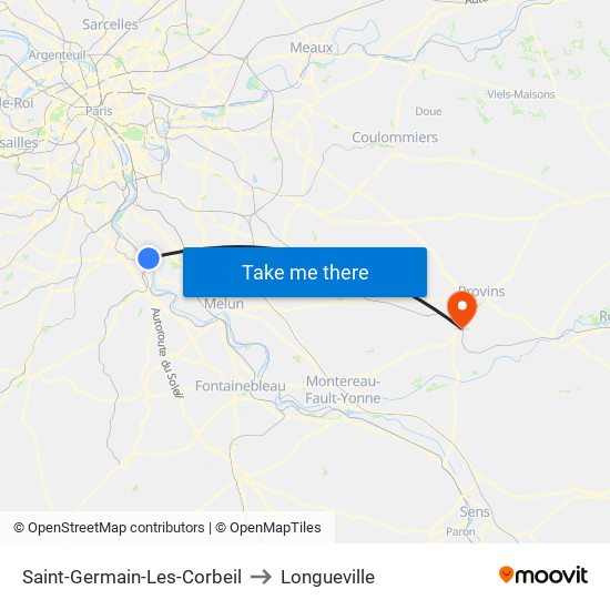 Saint-Germain-Les-Corbeil to Longueville map