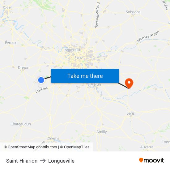 Saint-Hilarion to Longueville map