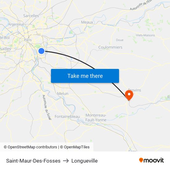 Saint-Maur-Des-Fosses to Longueville map