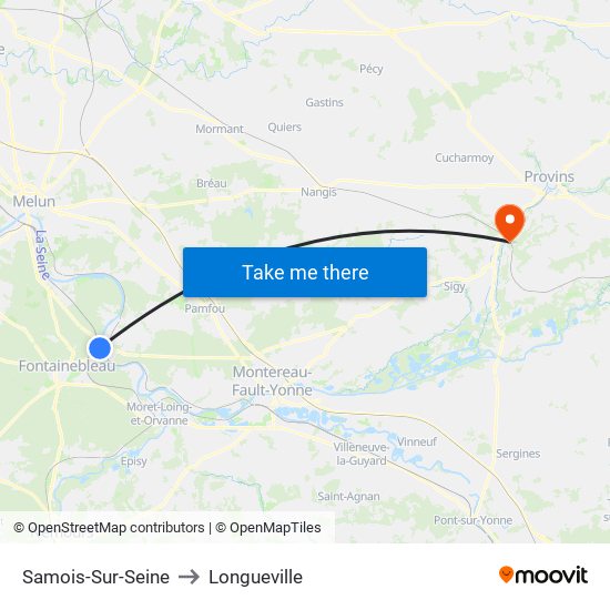 Samois-Sur-Seine to Longueville map