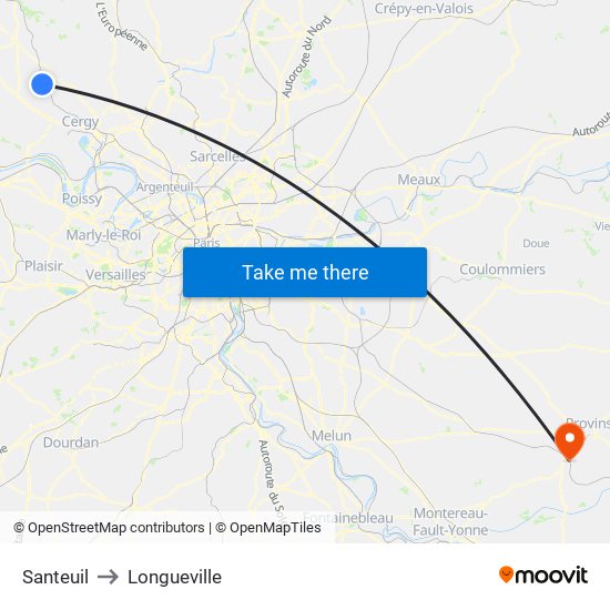 Santeuil to Longueville map