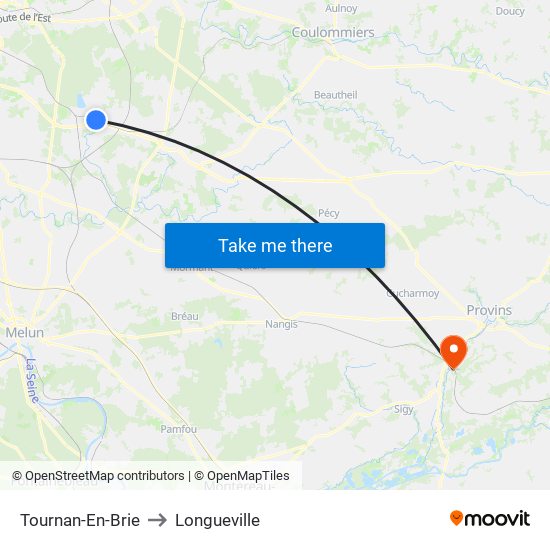 Tournan-En-Brie to Longueville map