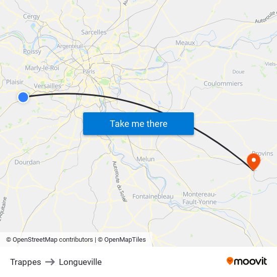 Trappes to Longueville map