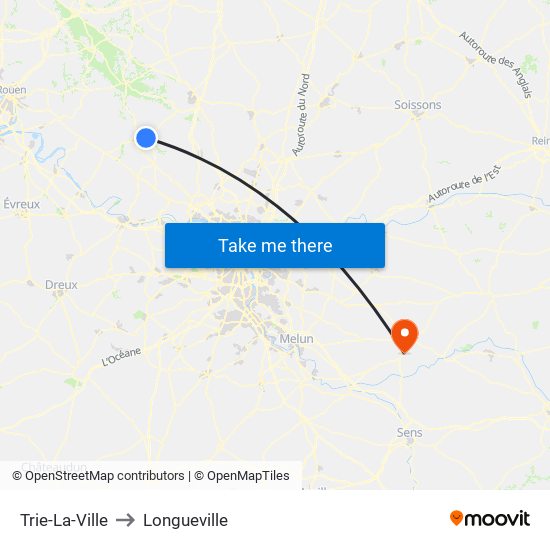 Trie-La-Ville to Longueville map