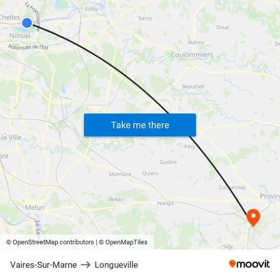 Vaires-Sur-Marne to Longueville map