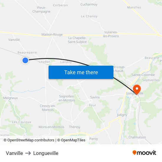 Vanville to Longueville map