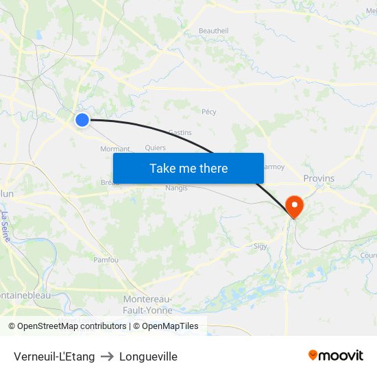 Verneuil-L'Etang to Longueville map