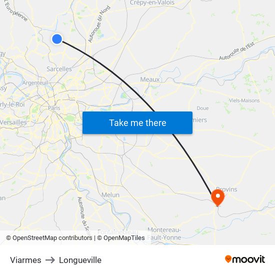 Viarmes to Longueville map
