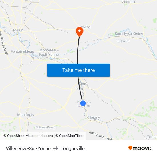 Villeneuve-Sur-Yonne to Longueville map