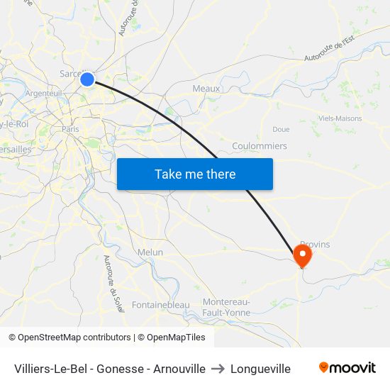 Villiers-Le-Bel - Gonesse - Arnouville to Longueville map