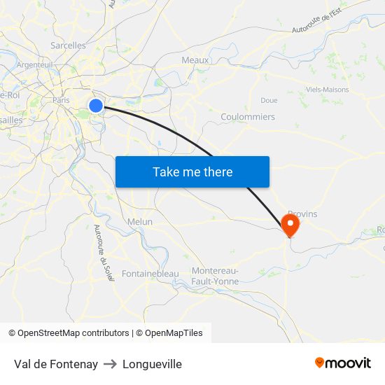 Val de Fontenay to Longueville map