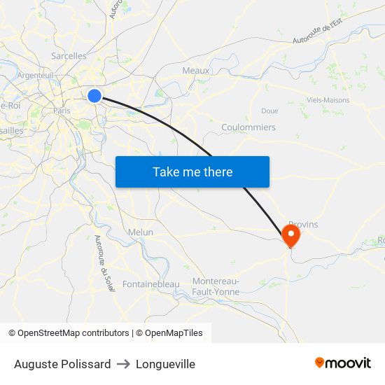 Auguste Polissard to Longueville map
