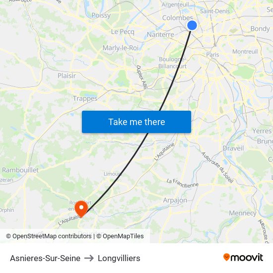 Asnieres-Sur-Seine to Longvilliers map