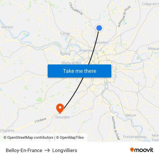 Belloy-En-France to Longvilliers map