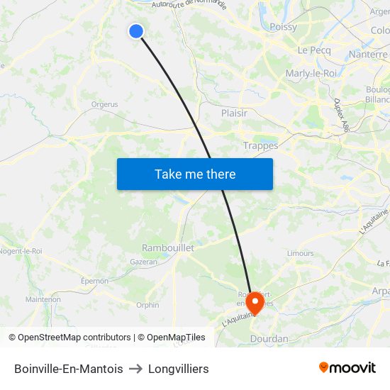 Boinville-En-Mantois to Longvilliers map