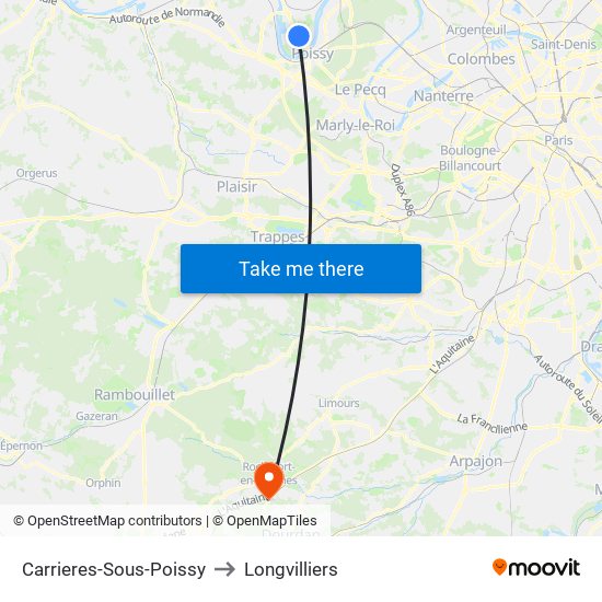 Carrieres-Sous-Poissy to Longvilliers map