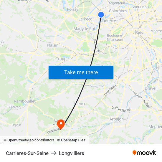 Carrieres-Sur-Seine to Longvilliers map