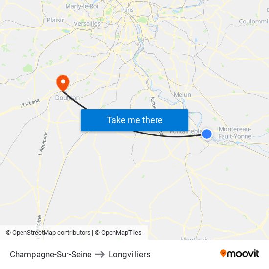 Champagne-Sur-Seine to Longvilliers map