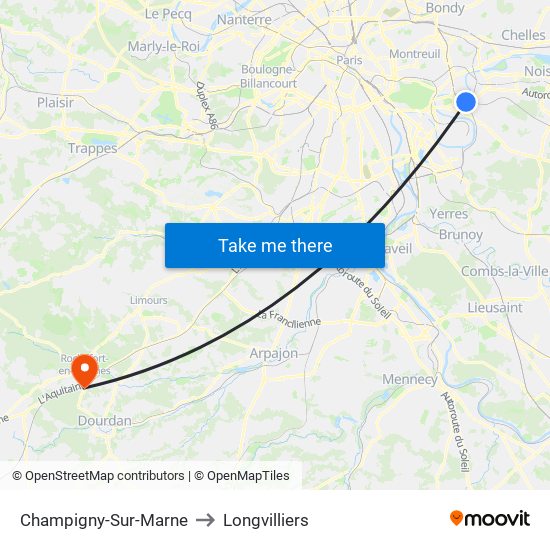 Champigny-Sur-Marne to Longvilliers map