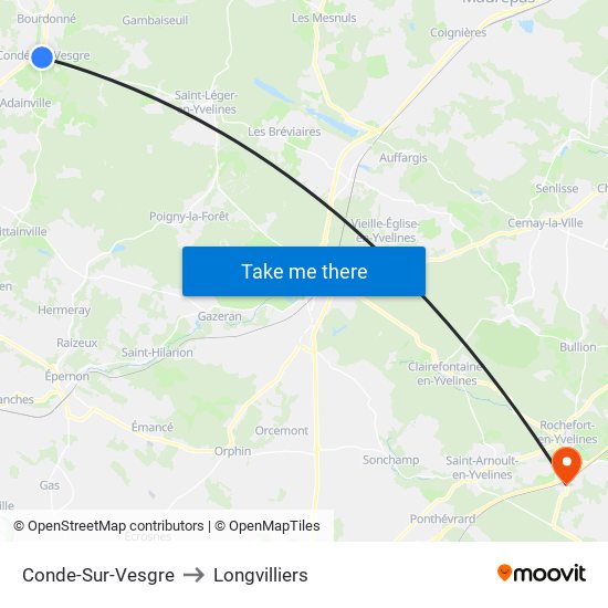 Conde-Sur-Vesgre to Longvilliers map