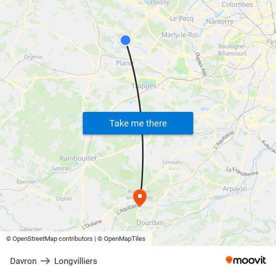Davron to Longvilliers map