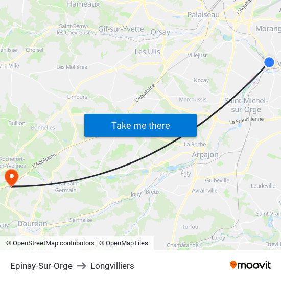 Epinay-Sur-Orge to Longvilliers map