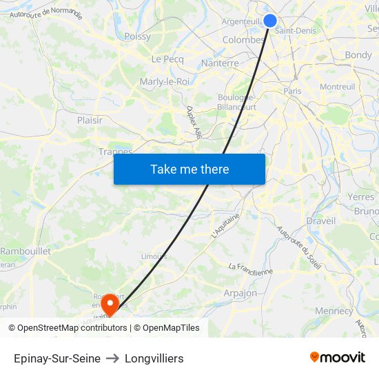 Epinay-Sur-Seine to Longvilliers map