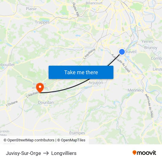 Juvisy-Sur-Orge to Longvilliers map