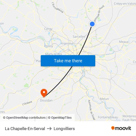 La Chapelle-En-Serval to Longvilliers map
