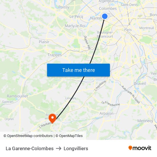 La Garenne-Colombes to Longvilliers map
