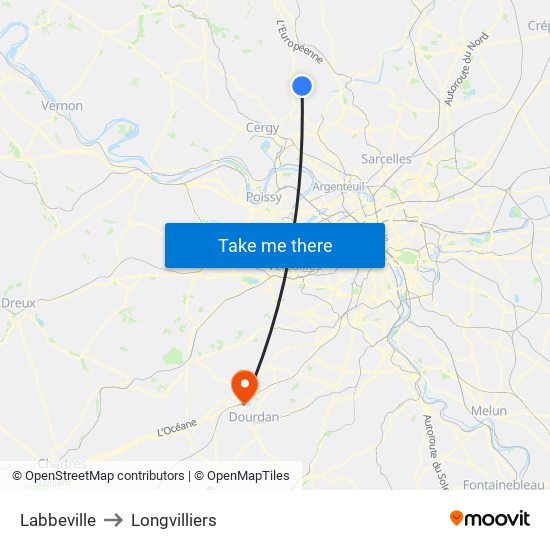Labbeville to Longvilliers map