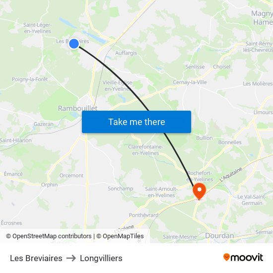 Les Breviaires to Longvilliers map