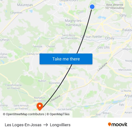 Les Loges-En-Josas to Longvilliers map