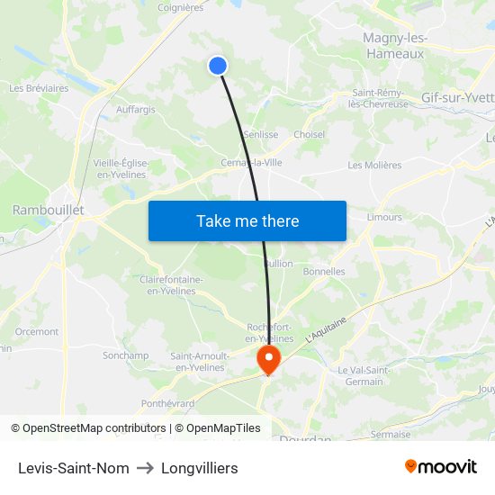 Levis-Saint-Nom to Longvilliers map